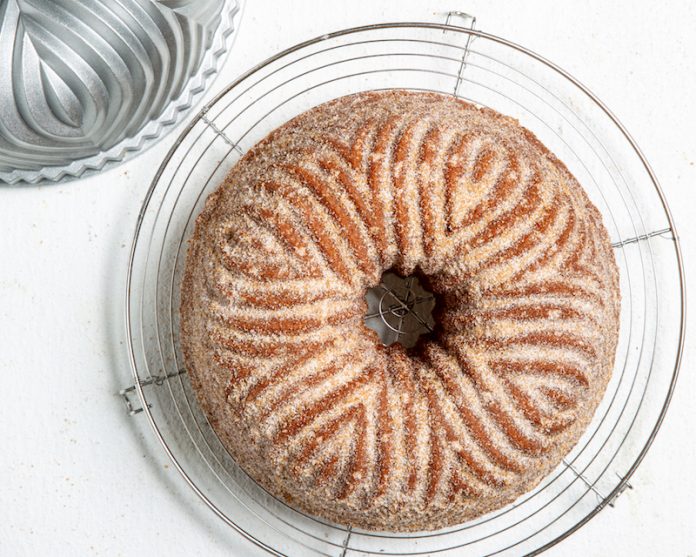 Churro Bundt Cake on wire rack