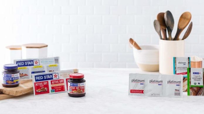 Bake It Merry & Bright Red Star Yeast products on countertop