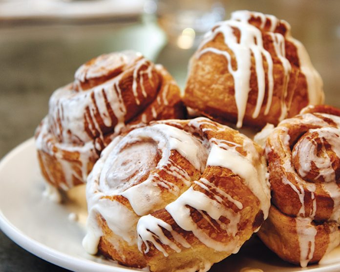 Cinnamon Rolls stacked on plate