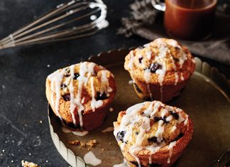Blueberry Cornmeal Muffins with Thyme Glaze