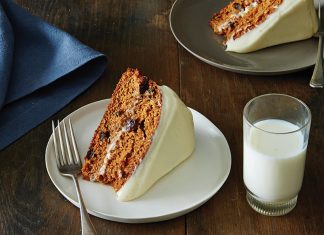 Tomato Soup Spice Cake with Cream Cheese Frosting, From Food 52 Baking Tomato Soup Spice Cake with Cream Cheese Frosting, From Food 52 Baking on white plate
