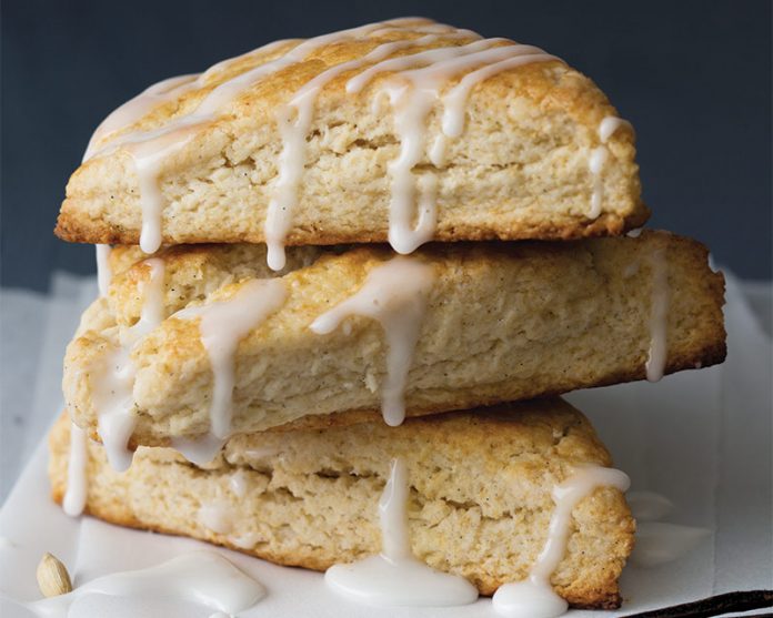 Our Coziest Breakfast Bakes - Vanilla Bean and Cardamom Scones with Vanilla Bean Glaze