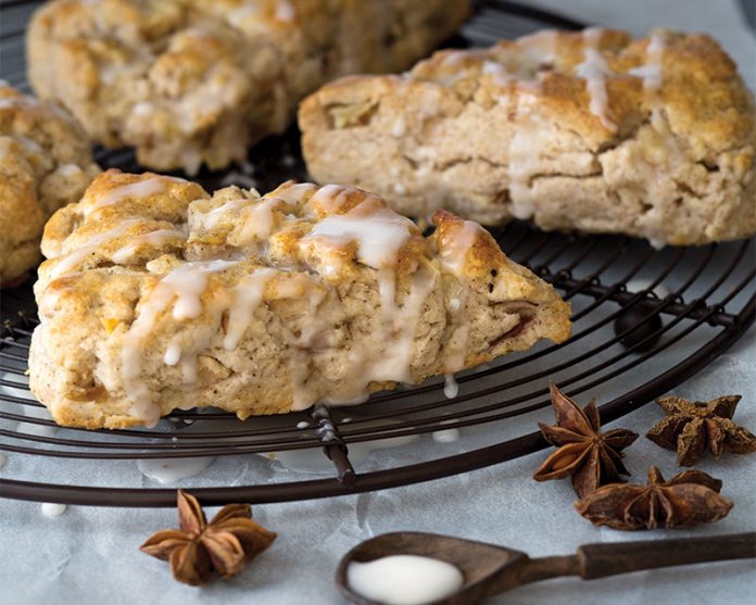 Pear Chai Spiced Scones with Spiced Pear Glaze