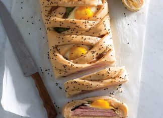Breakfast Braid Breakfast Braid sliced on parchment