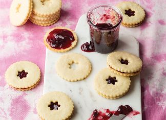 Sour Cherry Shortbread Linzer Cookies