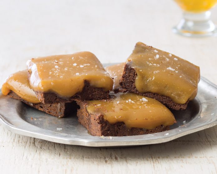 Fig Brownies with Sour Beer Caramel