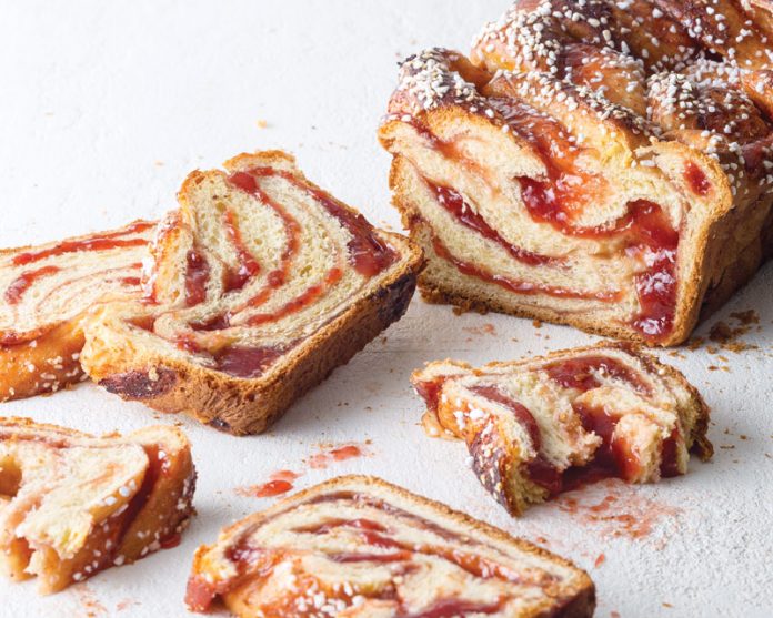 Strawberry Brioche Bread with Pearl Sugar