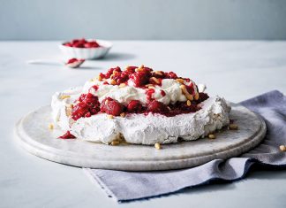 Raspberry Pine Nut Pavlova