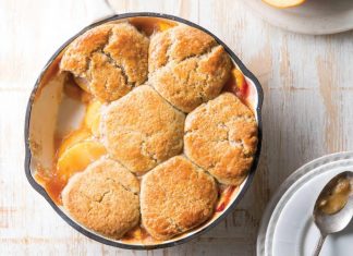 Peach and Basil Cobbler