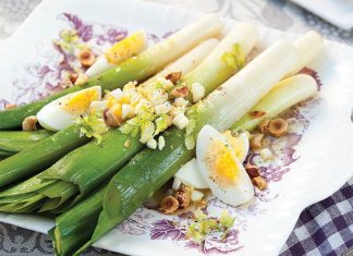 Poached Leeks with Eggs and Shallot Vinaigrette