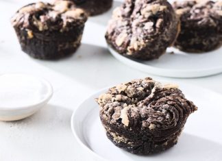 Black Cocoa Kouign Amann Black Cocoa Kouign Amann on white plate