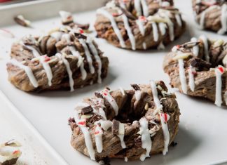 Peppermint Bark Puff Pastry Wreaths