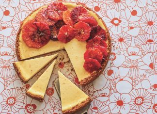Brûléed Blood Orange Ricotta Cheesecake
