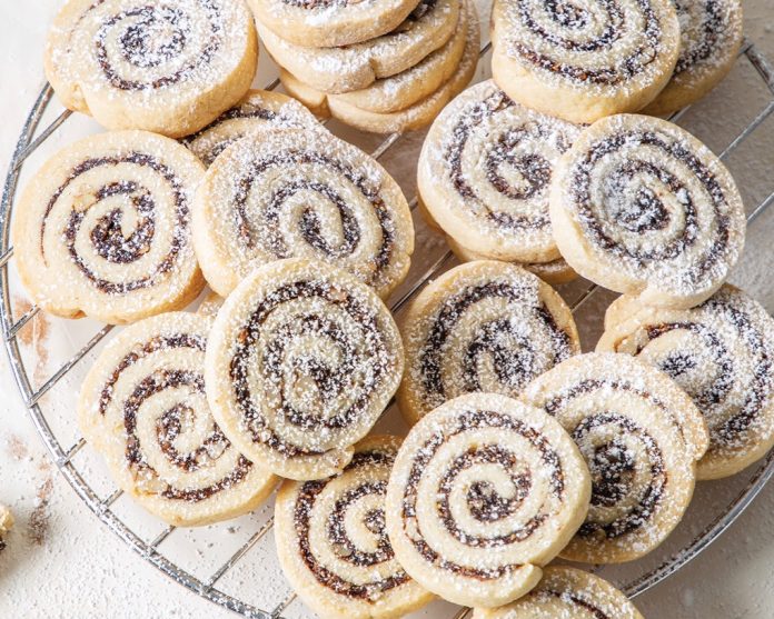 Fig Pinwheel cookies on wire rack