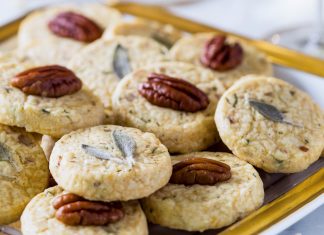 Sage, Asiago, and Pecan Savory Shortbread Coins