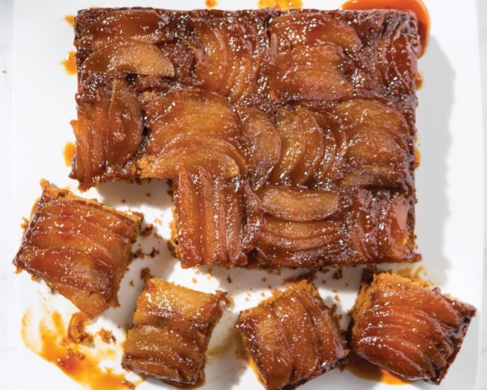 Molasses Toffee Apple Upside-Down Cake sliced
