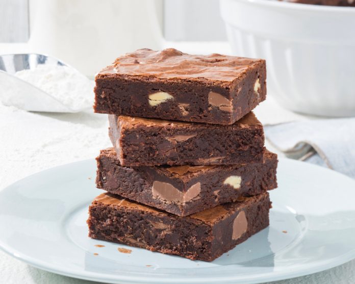 BrownieBeauties_NLD_014 2 The Ultimate Brownies stacked on white plate