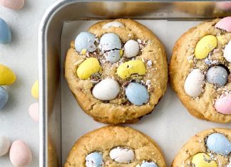 Browned Butter, Mini Egg, and Chocolate Chunk Cookies