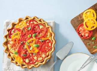 Cheesy Heirloom Tomato and Herb Pie
