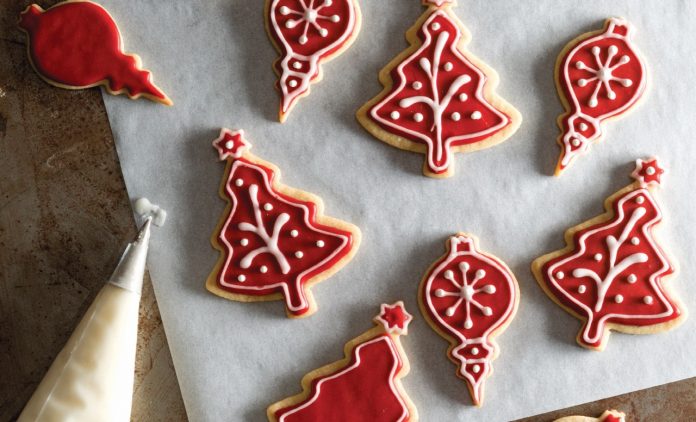 Cardamom Honey Cut Out Cookies red royal icing