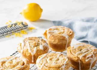 Zingy Lemon Rolls with Cream Cheese Drizzle Laminated Lemon Biscuits