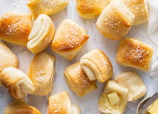 Parker House Rolls Parker house rolls with butter