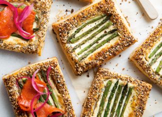Smoked Salmon-Asparagus Tarts Smoked Salmon-Asparagus Tarts on parchment