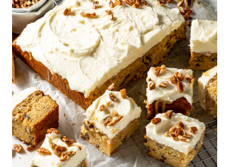 Butter Pecan Poke Cake Butter Pecan Poke Cake sliced on wire rack