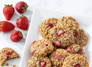 Strawberry-Banana Bread Cookies Strawberry-Banana Bread Cookies on white platter