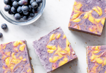 Blueberry-Lemon Cheesecake Bars cheesecake bars with blueberry swirl