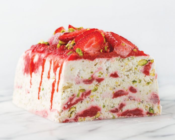 strawberry pistachio semifreddo