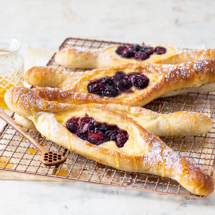 honey cheese filled bread with fruit ekmak