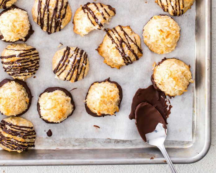 chocolate dipped macaroons