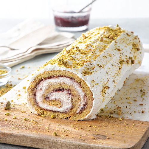 Pistachio Roulade Featured In Bake from Scratch March April 2022
