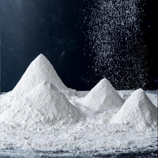 high-altitude baking flour on dark surface mountains