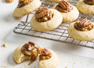 Bourbon Pecan Thumbprint Cookies Bourbon Pecan Thumbprint Cookies on cooling rack