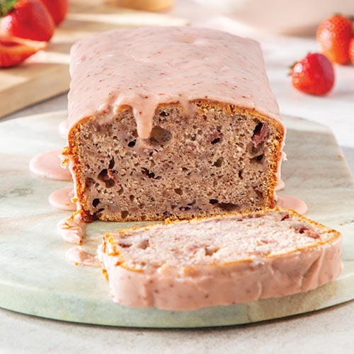 Sliced strawberry icing loaf