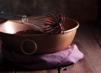 5 Simple Chocolate Recipes for a Dreamy Valentine’s Day Whisk with Chocolate in Copper Pan on Purple Towel and Hardwood 5 Simple Chocolate Recipes for a Dreamy Valentine's Day