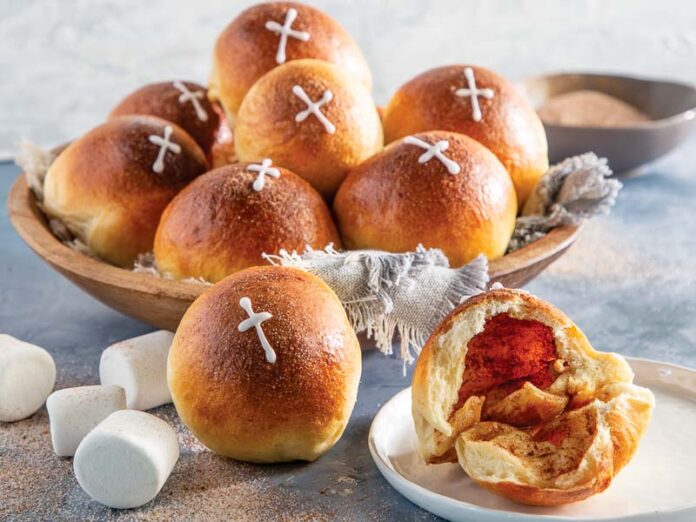 Resurrection Rolls in wooden bowl with linen napkin