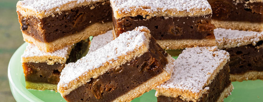 Our Favorite Irish Bakes for St. Patrick's Day Gur Cake backed on milk glass cake stand