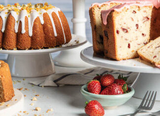 Six Perfect Pound Cakes Six Perfect Pound Cakes Opener pound cakes on white cake stands