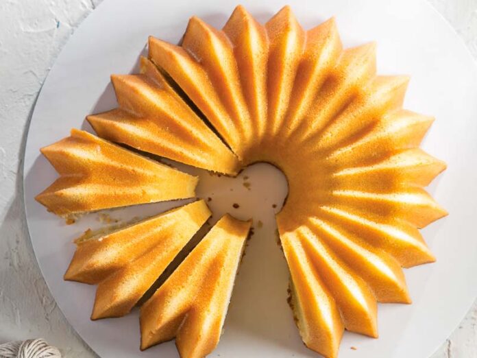 Classic Vanilla Pound Cake on White Serving Tray