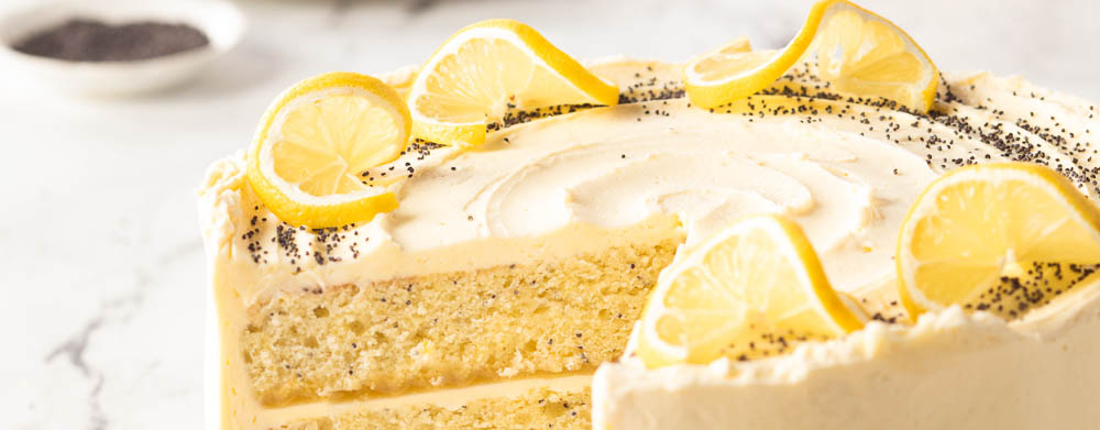Vanilla-Lemon-Poppy Seed Layer Cake