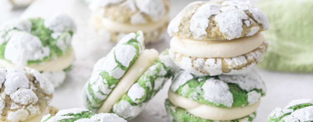 Lime-Mint Crinkle Sandwich Cookies