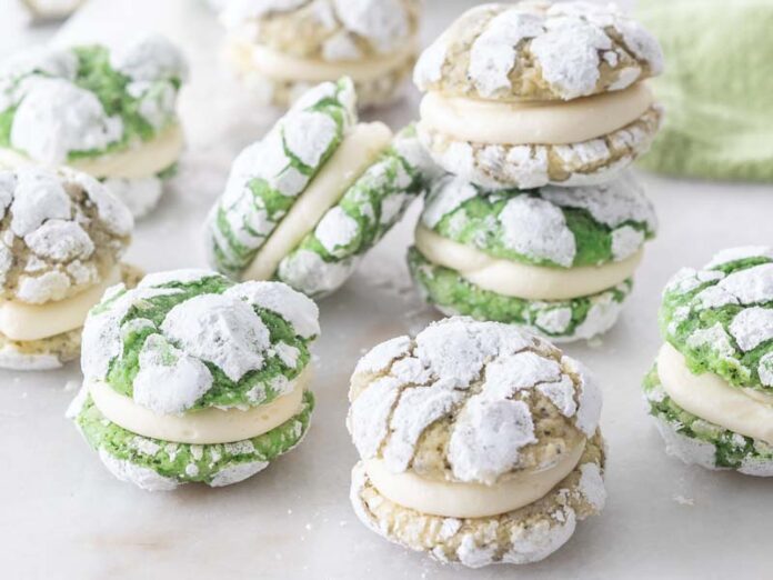 Lime-Mint Crinkle Sandwich Cookies