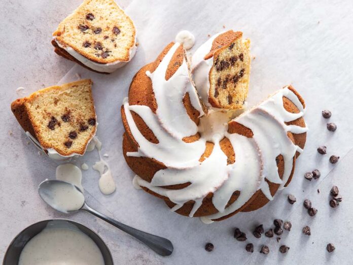 Chocolate Chip Bundt Cake with Vanilla Glaze