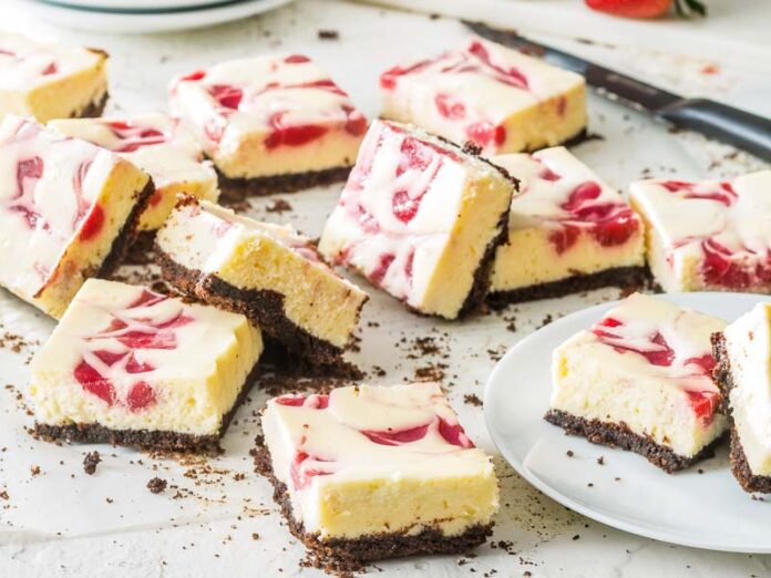 Strawberry Swirl Cheesecake Bars