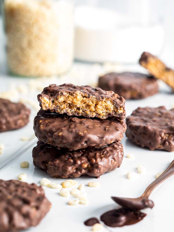Chocolate-Covered Crisp Rice Cookies