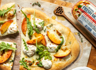 Peach Flatbreads with Hot Honey Ricotta