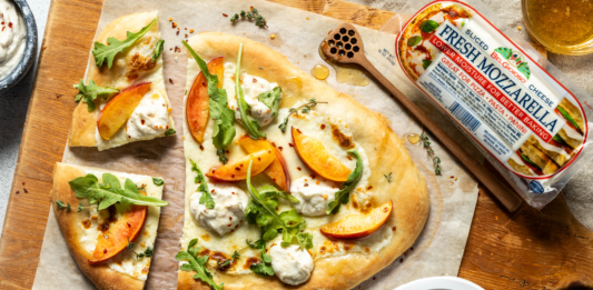 Peach Flatbreads with Hot Honey Ricotta